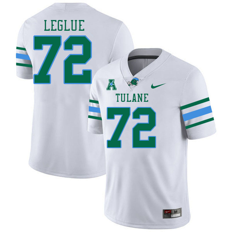 Tulane Green Wave #72 John Leglue College Football Jerseys Stitched Sale-White